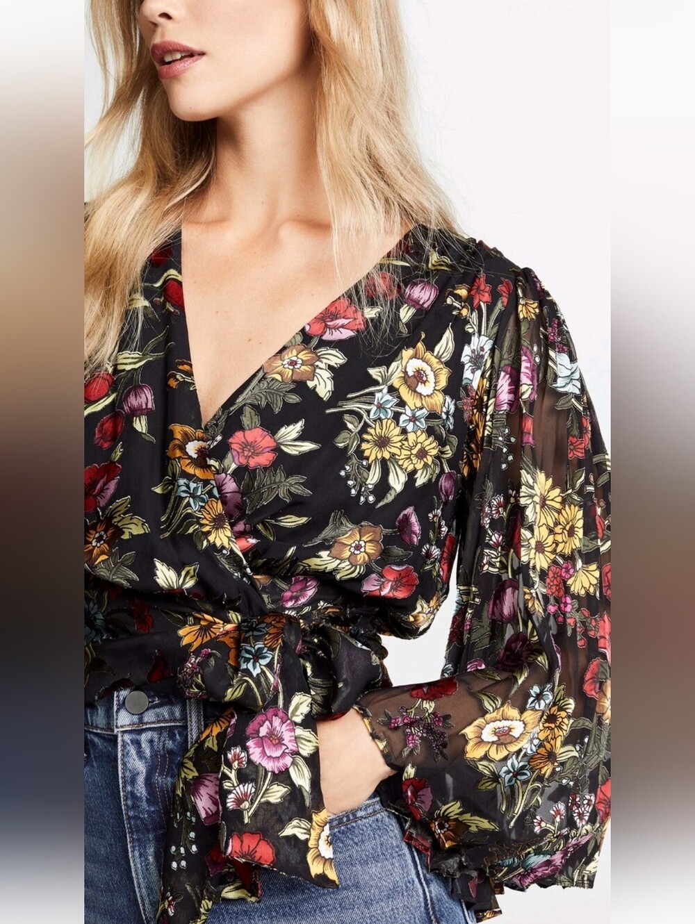 Alice + Olivia Bray Wrap Floral Blouse